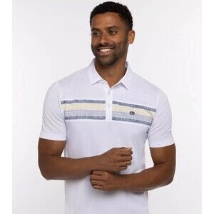 TRAVIS MATHEW Men Polo Collar Striped T-shirt Sz XXL